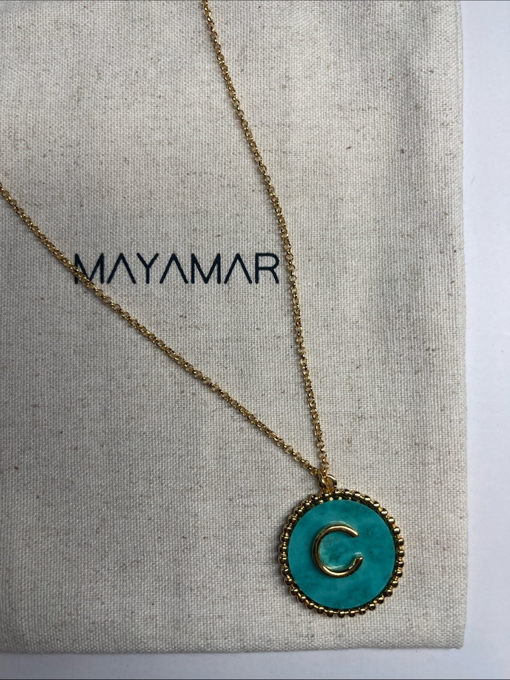 Mayamar Gold Turquoise 'C' Pendant Necklace